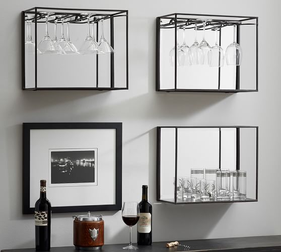 Mirrored Entertaining Shelves Bronze Pottery Barn Mirrored Entertaining Shelves Bronze
