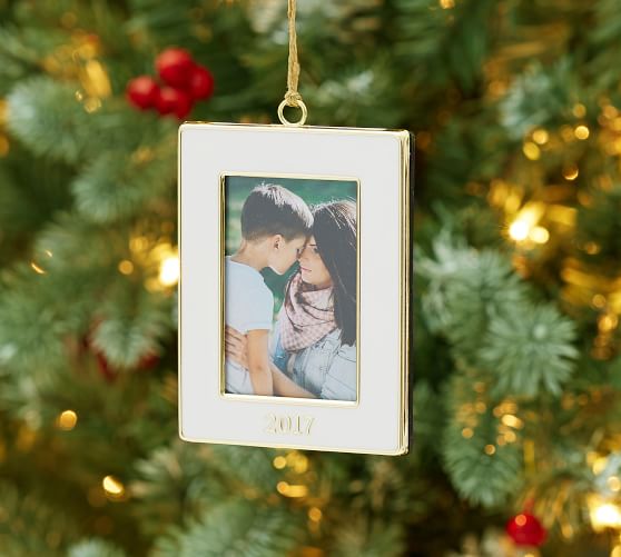 2017 dated enamel frame ornament rectangle pottery barn