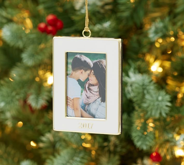 2018 Dated Enamel Frame Ornament Rectangle Pottery Barn