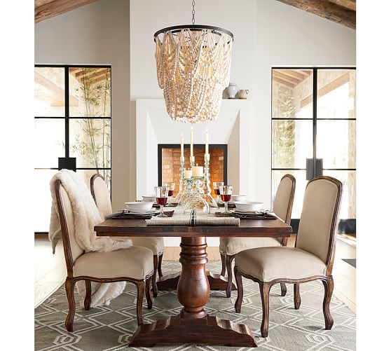 Amelia Wood Bead Chandelier Pottery Barn