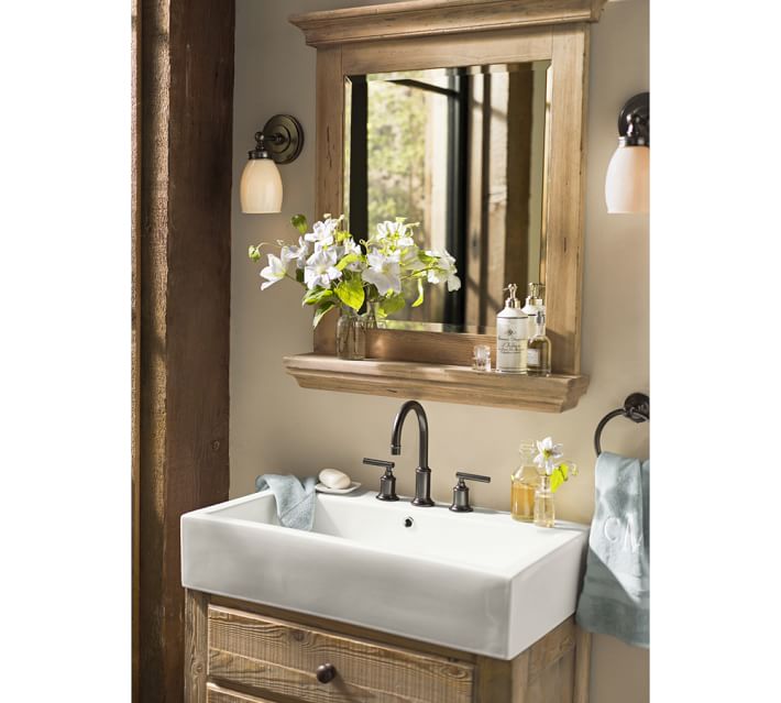 Mason Reclaimed Wood Mirror With Shelf Wax Pine Finish Pottery Barn