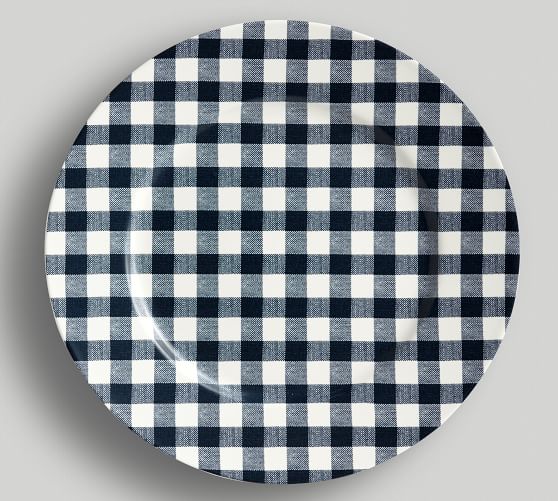 Gingham Dinner Plate, Set of 4 Sailor Blue Pottery Barn