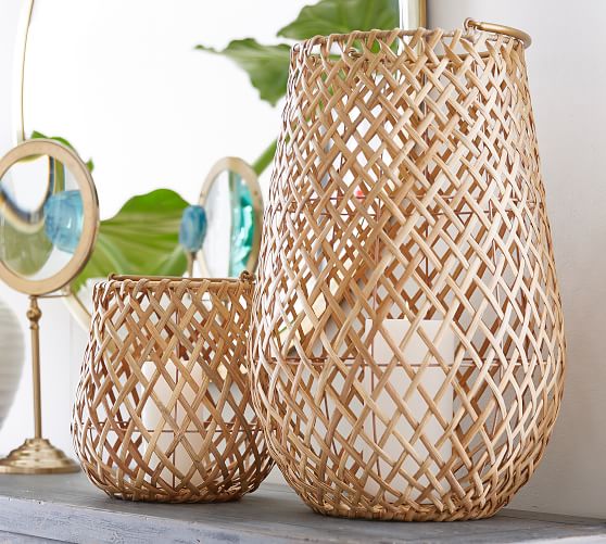 Kelly Woven Palm Lantern Pottery Barn