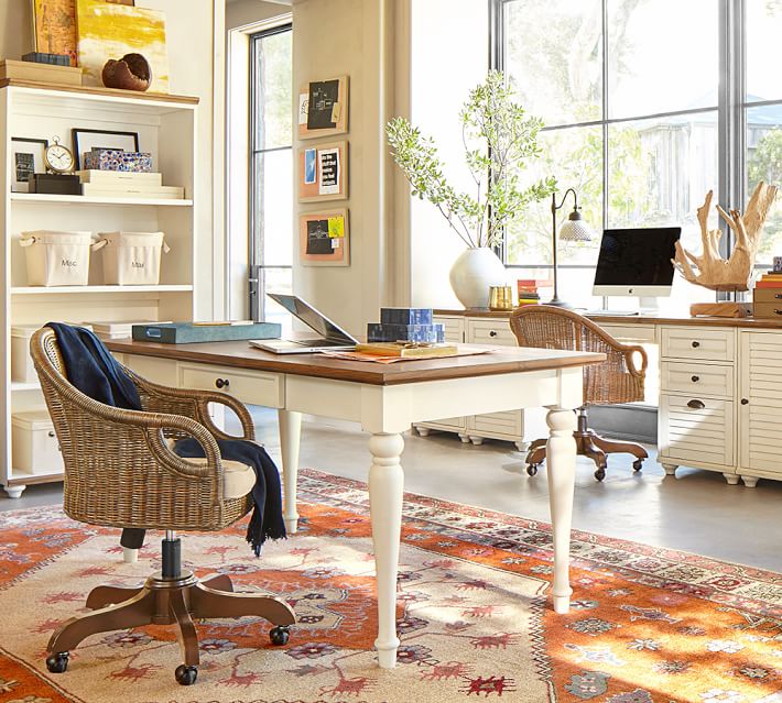 Wingate Rattan Swivel Desk Chair Pottery Barn
