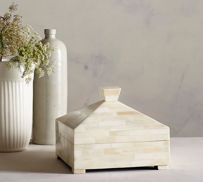Ivory Lidded Bone Box Pottery Barn