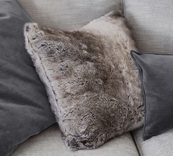 Faux Fur Pillow Cover Gray Ombre Pottery Barn
