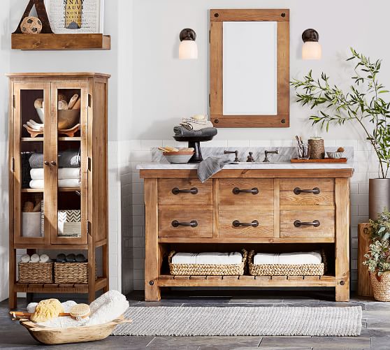 Benchwright Wall-Mount Medicine Cabinet - Wax Pine Finish ...