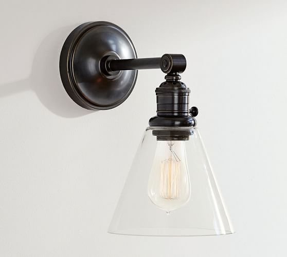 PB Classic Sconce with Flared Glass Shade Pottery Barn