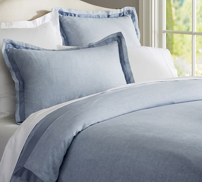 Linen With Silk Trim Duvet Cover Sham Pottery Barn