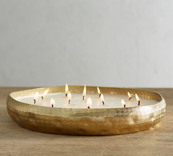 Oversized Gold Hammered Candle Pot Pottery Barn
