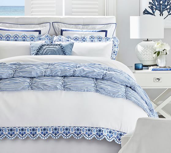 Zoe Scallop Embroidered Duvet Cover & Sham Pottery Barn