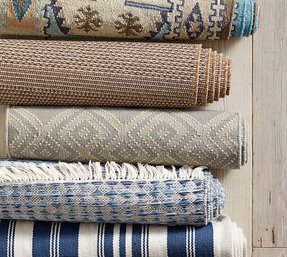 Gianna Recycled Yarn Kilim Indoor/Outdoor Rug Indigo Pottery Barn