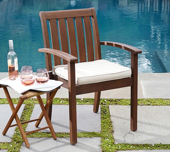 Sunbrella® Piped Outdoor Dining Chair Cushion - Solid Pottery Barn Roll Over Image to Zoom - Sunbrella® Piped Outdoor Dining Chair Cushion - Solid Pottery Barn