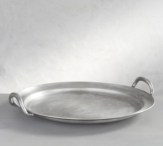 Pewter Round Handled Tray Pottery Barn