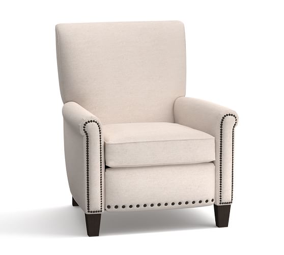 Irving Roll Arm Upholstered Recliner Nailhead Pottery Barn