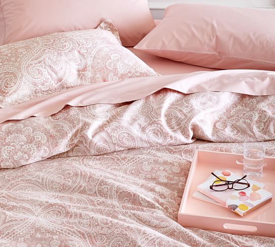 Vanessa Printed Tencel™ Duvet Cover & Sham Soft Rose Pottery Barn