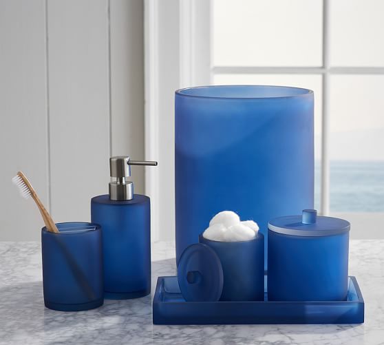Serra Mix And Match Bath Accessories Navy Blue Pottery Barn Serra Mix And Match Bath Accessories Navy Blue