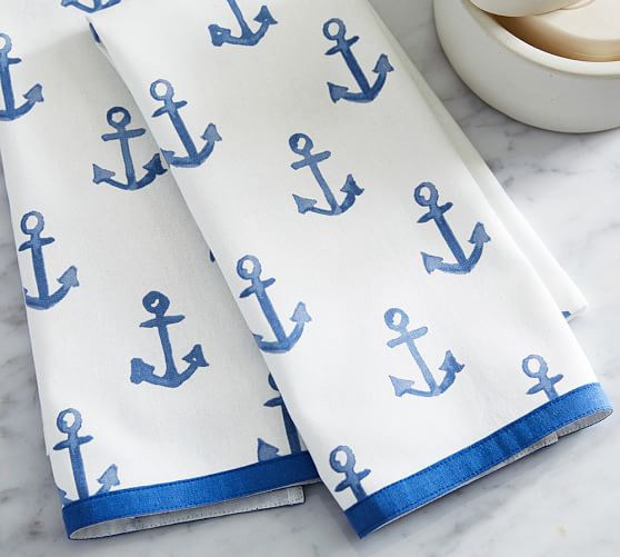 Anchor Print Guest Hand Towels Set of 2 Pottery Barn