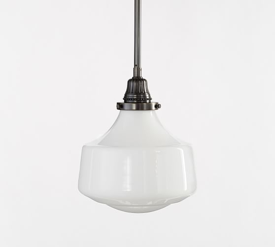 pb classic pendant with schoolhouse milk glass shade pottery barn