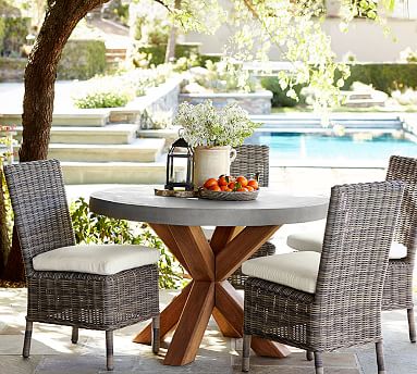 table round dining abbott chair huntington brown outdoor furniture saving space concrete wicker weather chairs bar rattan armrest ultimate patio