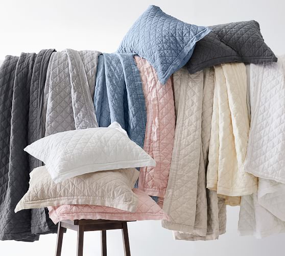 Belgian Flax Linen Diamond Quilt & Sham Pottery Barn