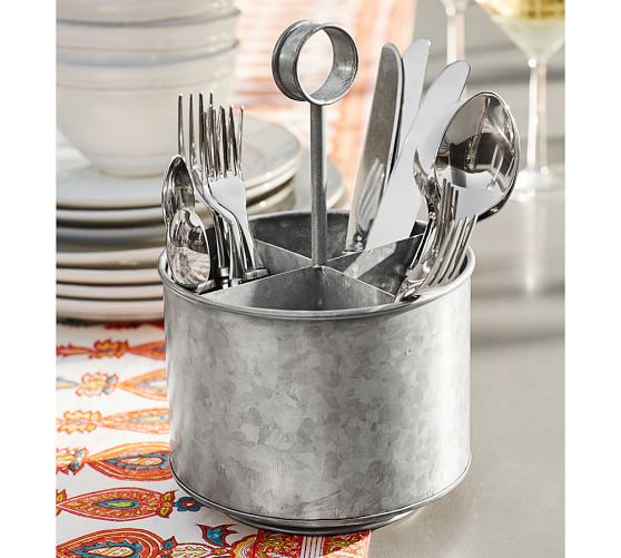 Galvanized Metal Flatware Caddy Pottery Barn