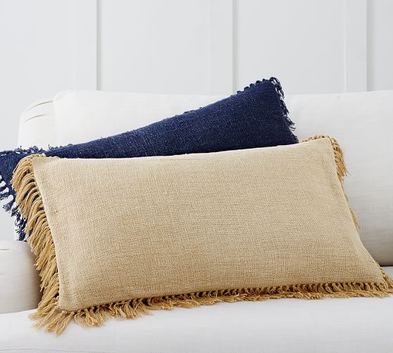 Linen Fringe Lumbar Pillow Cover Pottery Barn