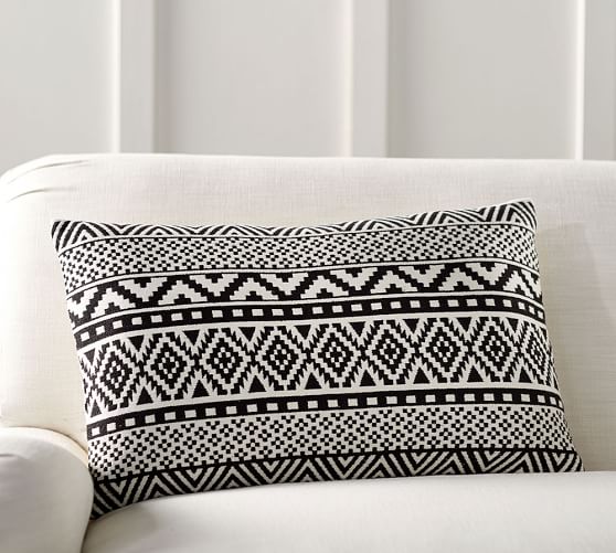Gemma Jacquard Lumbar Pillow Cover Pottery Barn