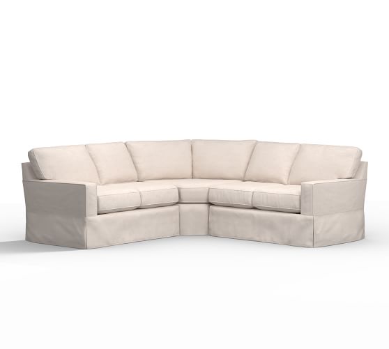 Buchanan Square Arm Slipcovered 3Piece LShaped Wedge Sectional Pottery Barn