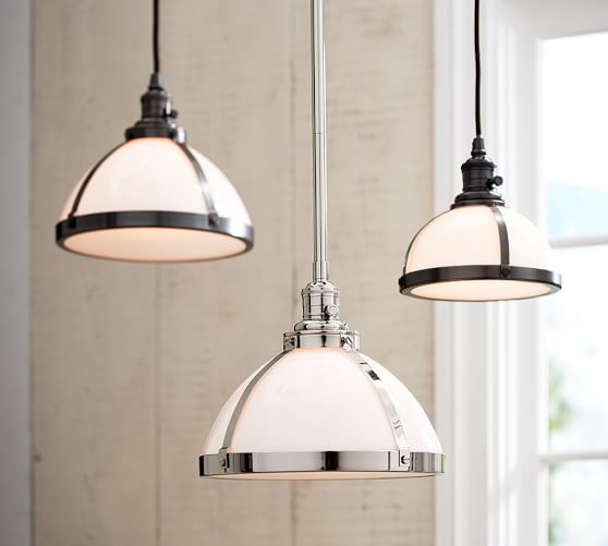 pb classic pendant with milk glass shade pottery barn