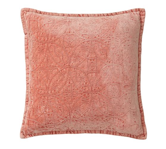 Chenille Jacquard Pillow Cover Coral Pottery Barn