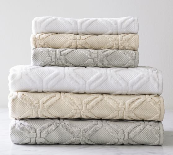 Blakely Sculpted Hydro Cotton Bath Towel Gray Mist Pottery Barn