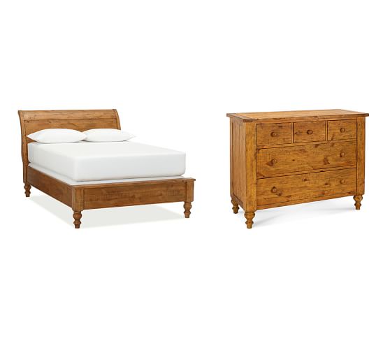 Ashby Sleigh Bed & Dresser Set Pottery Barn