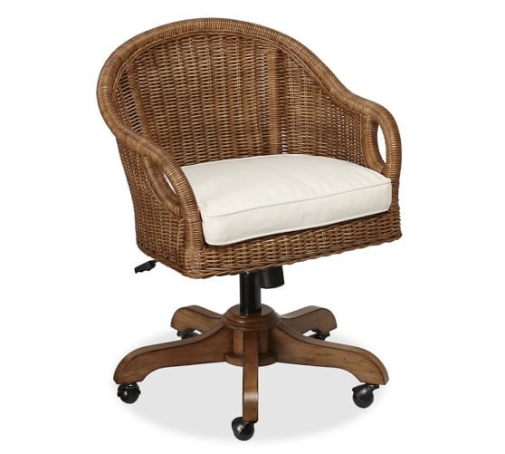 Wingate Rattan Swivel Desk Chair Pottery Barn