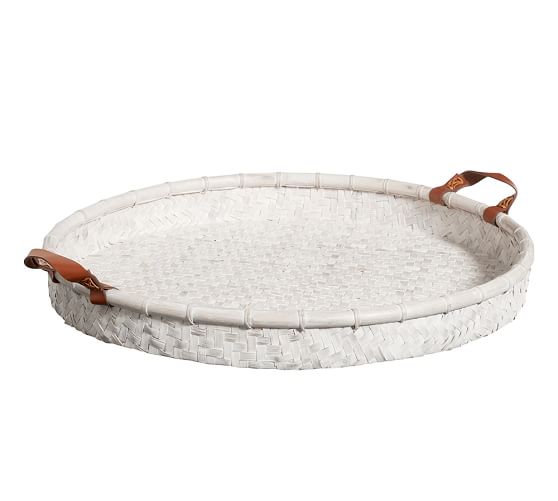 Whitewash Woven Tray Pottery Barn
