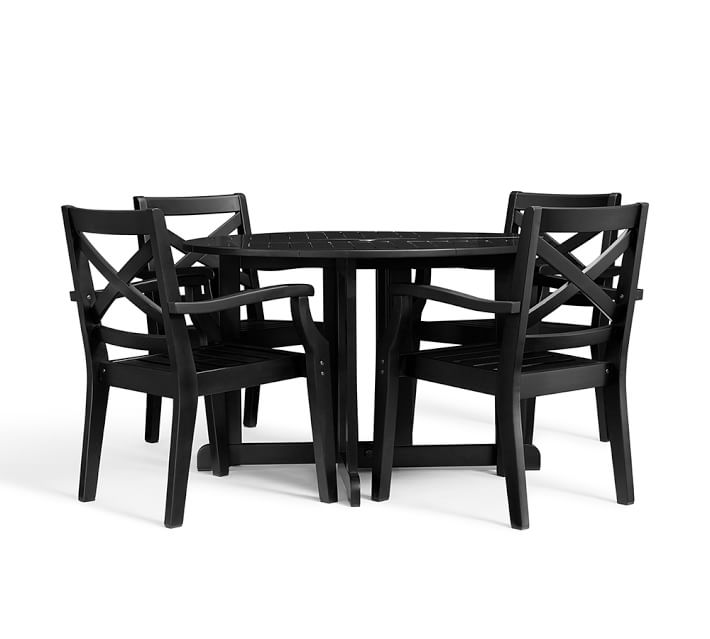 Hampstead Painted Round Drop Leaf Dining Table Chair Set Black Hampstead Painted Round Drop Leaf Dining Table Chair Set Black Pottery Barn