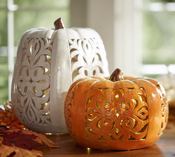 Filigree Punched Ceramic Pumpkins Pottery Barn