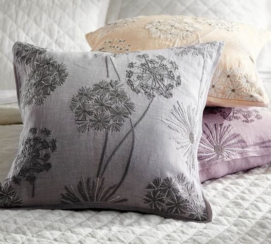 Starburst Embroidered Linen Pillow Cover Pottery Barn