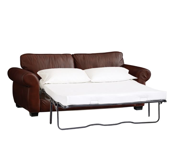 pearce roll arm leather sleeper sofa pottery barn