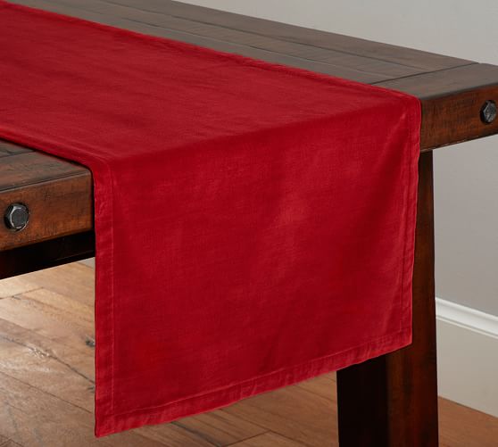 Velvet Table Runner Cherry Red Pottery Barn