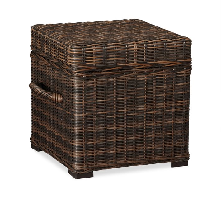 Torrey All Weather Wicker Cube Espresso Pottery Barn