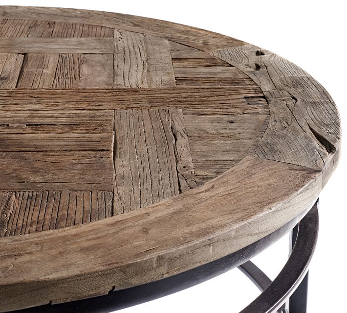 Parquet Reclaimed Wood Round Coffee Table Pottery Barn