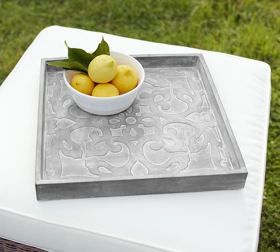 Patterned Outdoor Cement Tray Pottery Barn