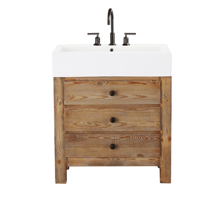 Chardonnay 36 Inch Single Sink Vanity Native Trails Wooden Mason Reclaimed Wood Single Sink Vanity Wax Pine Finish Pottery Barn