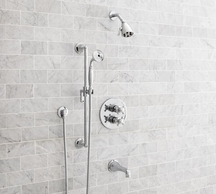 Warby Thermostatic Cross Handle Bathtub Hand Held Shower Faucet Warby Thermostatic Cross Handle Bathtub Hand Held Shower Faucet Set Pottery Barn
