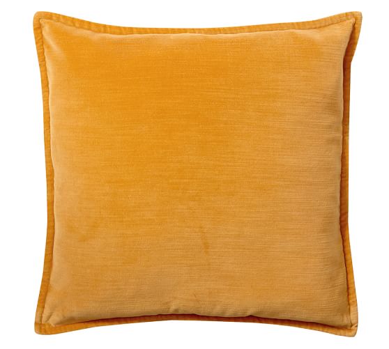 Washed Velvet Pillow Cover Honey Gold Pottery Barn