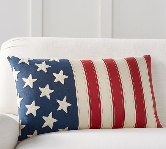 Flag Embroidered Pillow Cover Pottery Barn