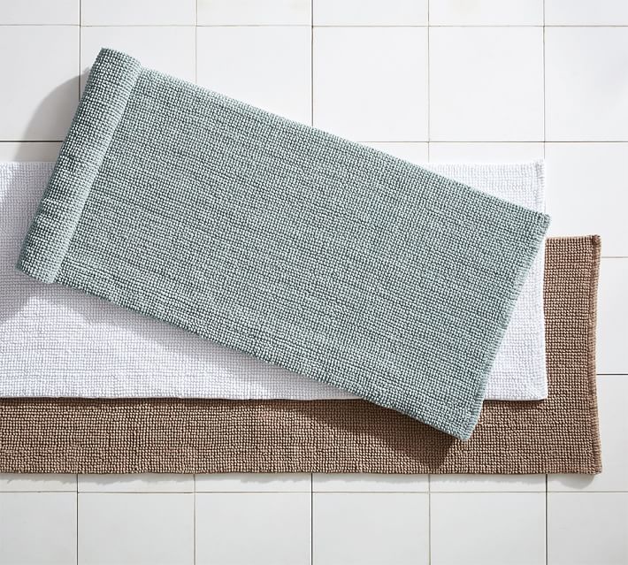 Textured Organic Bath Rug Double Wide Pottery Barn