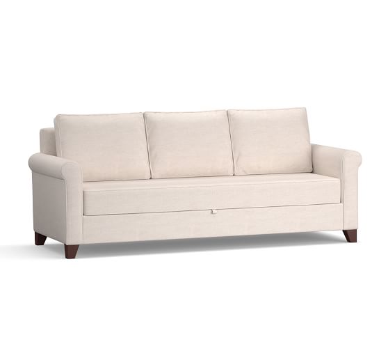 Cameron Roll Arm Upholstered Pull Up Platform Sleeper Sofa Pottery Cameron Roll Arm Upholstered Pull Up Platform Sleeper Sofa