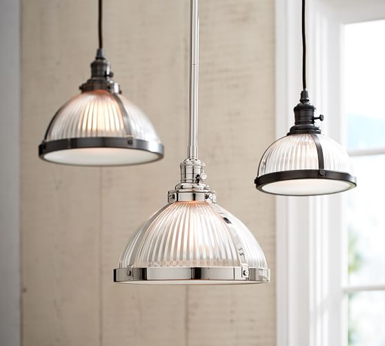 pb classic pendant with ribbed glass shade pottery barn